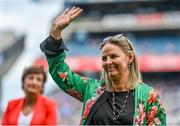 13 August 2023; 1995 Waterford All-Ireland winning vice-captain Sinead Walsh, representing winning captain Nóirín Walsh, is honoured at half-time of the TG4 LGFA All-Ireland Senior Championship Final at Croke Park in Dublin. Photo by Seb Daly/Sportsfile