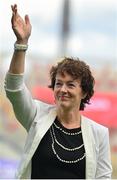 13 August 2023; 1983 Kerry All-Ireland winning captain Marina Barry-Walsh is honoured at half-time of the TG4 LGFA All-Ireland Senior Championship Final at Croke Park in Dublin. Photo by Seb Daly/Sportsfile