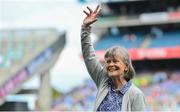 13 August 2023; 1975 Tipperary All-Ireland winning captain Margaret Rossiter is honoured at half-time of the TG4 LGFA All-Ireland Senior Championship Final at Croke Park in Dublin. Photo by Seb Daly/Sportsfile