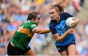 13 August 2023; Lauren Magee of Dublin in action against Danielle O'Leary of Kerry during the 2023 TG4 LGFA All-Ireland Senior Championship Final match between Dublin and Kerry at Croke Park in Dublin. Photo by Seb Daly/Sportsfile