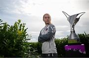 14 August 2023; TG4 have announced an additional four live games to continue their coverage of the SSE Airtricity Women's Premier Division. Pictured at the announcement at the FAI Headquarters in Dublin is Aoibheann Clancy of Wexford Youths. Photo by Ramsey Cardy/Sportsfile