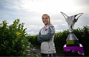 14 August 2023; TG4 have announced an additional four live games to continue their coverage of the SSE Airtricity Women's Premier Division. Pictured at the announcement at the FAI Headquarters in Dublin is Aoibheann Clancy of Wexford Youths. Photo by Ramsey Cardy/Sportsfile