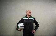 14 August 2023; TG4 have announced an additional four live games to continue their coverage of the SSE Airtricity Women's Premier Division. Pictured at the announcement at the FAI Headquarters in Dublin is Erin McLaughlin of Peamount United. Photo by Ramsey Cardy/Sportsfile