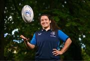 14 August 2023; Christy Haney stands for a portrait during a Leinster Rugby women's media conference at Leinster HQ in Dublin. Photo by Ben McShane/Sportsfile