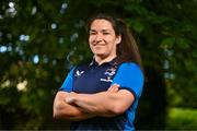 14 August 2023; Christy Haney stands for a portrait during a Leinster Rugby women's media conference at Leinster HQ in Dublin. Photo by Ben McShane/Sportsfile