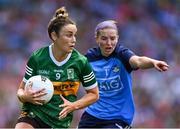 13 August 2023; Louise Galvin of Kerry in action against Orlagh Nolan of Dublin during the 2023 TG4 LGFA All-Ireland Senior Championship Final match between Dublin and Kerry at Croke Park in Dublin. Photo by Piaras Ó Mídheach/Sportsfile