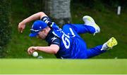 14 Augut 2023; Barry McCarthy of Leinster Lightning fails to prevent a four during the Rario Inter-Provincial Cup match between Leinster Lightning and North West Warriors at The Hills Cricket Club in Dublin. Photo by Tyler Miller/Sportsfile