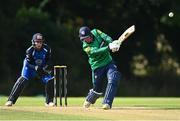 14 Augut 2023; Ryan Macbeth of North West Warriors during the Rario Inter-Provincial Cup match between Leinster Lightning and North West Warriors at The Hills Cricket Club in Dublin. Photo by Tyler Miller/Sportsfile