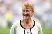 13 August 2023; 1977 Cavan All-Ireland winning captain Bridget Smith is honoured at half-time of the TG4 LGFA All-Ireland Senior Championship Final at Croke Park in Dublin. Photo by Ramsey Cardy/Sportsfile