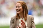 13 August 2023; 2012 Cork All-Ireland winning captain Rena Buckley is honoured at half-time of the TG4 LGFA All-Ireland Senior Championship Final at Croke Park in Dublin. Photo by Ramsey Cardy/Sportsfile