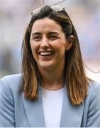 13 August 2023; Lyndsey Davey, representing 2017, 2018, 2019, and 2020 Dublin All-Ireland winning captain Sinead Aherne, is honoured at half-time of the TG4 LGFA All-Ireland Senior Championship Final at Croke Park in Dublin. Photo by Ramsey Cardy/Sportsfile