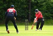 15 August 2023; Ryan Joyce of Munster Reds bats during the Rario Inter-Provincial Cup match between Munster Reds and Northern Knights at The Mardyke in Cork. Photo by Eóin Noonan/Sportsfile