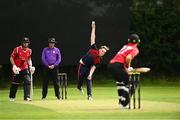 15 August 2023; Matthew Foster of Northern Knights delivers to Ali Frost of Munster Reds during the Rario Inter-Provincial Cup match between Munster Reds and Northern Knights at The Mardyke in Cork. Photo by Eóin Noonan/Sportsfile