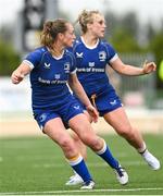 12 August 2023; Elise O'Byrne-White, left, and Aoife Dalton of Leinster during the Vodafone Women’s Interprovincial Championship match between Connacht and Leinster at The Sportsground in Galway. Photo by Ramsey Cardy/Sportsfile