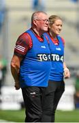 13 August 2023; Down joint managers Peter Lynch and Caoibhe Sloan during the 2023 TG4 All-Ireland Ladies Junior Football Championship Final match between Down and Limerick at Croke Park in Dublin. Photo by Seb Daly/Sportsfile