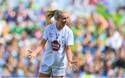 13 August 2023; Neasa Dooley of Kildare celebrates after her side's victory in during the 2023 TG4 All-Ireland Ladies Intermediate Football Championship Final match between Clare and Kildare at Croke Park in Dublin. Photo by Seb Daly/Sportsfile