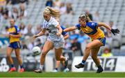 13 August 2023; Roisin Byrne of Kildare in action against Grainne Harvey of Clare during the 2023 TG4 All-Ireland Ladies Intermediate Football Championship Final match between Clare and Kildare at Croke Park in Dublin. Photo by Seb Daly/Sportsfile