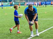 16 August 2023; Leinster player John McKee during the Bank of Ireland Leinster rugby summer camp at Energia Park in Dublin. Photo by Piaras Ó Mídheach/Sportsfile