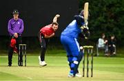 17 August 2023; Liam McCarthy of Munster Reds delivers to Seamus Lynch of Leinster Lightning during the Rario Inter-Provincial Cup match between Munster Reds and Leinster Lightning at The Mardyke in Cork. Photo by Eóin Noonan/Sportsfile