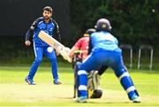 17 August 2023; Simi Singh of Leinster Lightning delivers to Ali Frost of Munster Reds during the Rario Inter-Provincial Cup match between Munster Reds and Leinster Lightning at The Mardyke in Cork. Photo by Eóin Noonan/Sportsfile