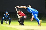 17 August 2023; Sam Harbinson of Leinster Lightning delivers to Ali Frost of Munster Reds during the Rario Inter-Provincial Cup match between Munster Reds and Leinster Lightning at The Mardyke in Cork. Photo by Eóin Noonan/Sportsfile