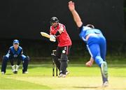17 August 2023; David Delaney of Leinster Lightning delivers to Tyrone Kane of Munster Reds during the Rario Inter-Provincial Cup match between Munster Reds and Leinster Lightning at The Mardyke in Cork. Photo by Eóin Noonan/Sportsfile