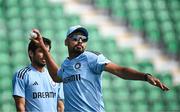 17 August 2023; Avesh Khan during a India Cricket squad training session at Malahide Cricket Club in Dublin. Photo by Harry Murphy/Sportsfile