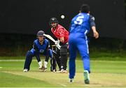 17 August 2023; Amish Sidha of Leinster Lightning delivers to Tyrone Kane of Munster Reds during the Rario Inter-Provincial Cup match between Munster Reds and Leinster Lightning at The Mardyke in Cork. Photo by Eóin Noonan/Sportsfile