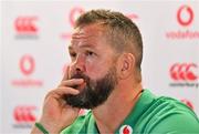 17 August 2023; Ireland head coach Andy Farrell during an Ireland rugby media conference at Aviva Stadium in Dublin. Photo by Tyler Miller/Sportsfile