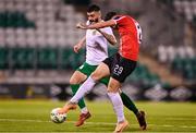 17 August 2023; Cian Kavanagh of Derry City has a shot on goal during the UEFA Europa Conference League Third Qualifying Round second leg match between Derry City and FC Tobol at Tallaght Stadium in Dublin. Photo by Stephen McCarthy/Sportsfile