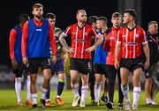17 August 2023; Mark Connolly of Derry City, centre, and teammates after the UEFA Europa Conference League Third Qualifying Round second leg match between Derry City and FC Tobol at Tallaght Stadium in Dublin. Photo by Ben McShane/Sportsfile