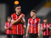 17 August 2023; Jordan McEneff of Derry City after the UEFA Europa Conference League Third Qualifying Round second leg match between Derry City and FC Tobol at Tallaght Stadium in Dublin. Photo by Ben McShane/Sportsfile