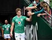 18 August 2023; Cian Prendergast walks out before an Ireland rugby captain's run at the Aviva Stadium in Dublin. Photo by Harry Murphy/Sportsfile