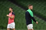 18 August 2023; Jack Crowley, right, and Ross Byrne during an Ireland rugby captain's run at the Aviva Stadium in Dublin. Photo by Harry Murphy/Sportsfile
