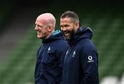 18 August 2023; Head coach Andy Farrell, right, and forwards coach Paul O'Connell during an Ireland rugby captain's run at the Aviva Stadium in Dublin. Photo by Harry Murphy/Sportsfile