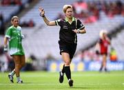 13 August 2023; Referee Angela Gallagher during the 2023 TG4 All-Ireland Ladies Junior Football Championship Final match between Down and Limerick at Croke Park in Dublin. Photo by Piaras Ó Mídheach/Sportsfile