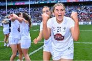 13 August 2023; Orlaith Sullivan of Kildare celebrates after her side's victory in the 2023 TG4 All-Ireland Ladies Intermediate Football Championship Final match between Clare and Kildare at Croke Park in Dublin. Photo by Piaras Ó Mídheach/Sportsfile