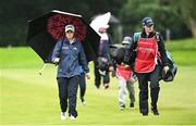 18 August 2023; Leona Maguire of Ireland and her caddie, and sister, Lisa Maguire walk along the 6th fairway during day two of the ISPS HANDA World Invitational presented by AVIV Clinics 2023 at Galgorm Castle Golf Club in Ballymena, Antrim. Photo by Ramsey Cardy/Sportsfile