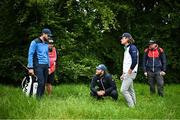 18 August 2023; Daniel Brown of England, centre, searches for his ball with playing partners Laurie Canter of England, left, and Freddy Schott of Germany, on the 1st hole during day two of the ISPS HANDA World Invitational presented by AVIV Clinics 2023 at Galgorm Castle Golf Club in Ballymena, Antrim. Photo by Ramsey Cardy/Sportsfile