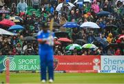 18 August 2023; Spectators during match one of the Men's T20 International series between Ireland and India at Malahide Cricket Ground in Dublin. Photo by Seb Daly/Sportsfile