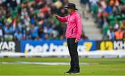 18 August 2023; Umpire Roland Black during match one of the Men's T20 International series between Ireland and India at Malahide Cricket Ground in Dublin. Photo by Seb Daly/Sportsfile