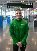 18 August 2023; Seán Hughes, from Dunboyne in Meath, pictured at Dublin Airport as Irish Wheelchair Association Sport sends largest Irish Para Powerlifting Team to the 2023 World Championships in Dubai. Photo by Piaras Ó Mídheach/Sportsfile