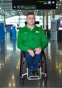 18 August 2023; Head coach Roy Guerin, from Tralee in Kerry, pictured at Dublin Airport as Irish Wheelchair Association Sport sends largest Irish Para Powerlifting Team to the 2023 World Championships in Dubai. Photo by Piaras Ó Mídheach/Sportsfile