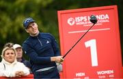 18 August 2023; Matthew Jordan of England hits his tee shot on the 1st hole during day two of the ISPS HANDA World Invitational presented by AVIV Clinics 2023 at Galgorm Castle Golf Club in Ballymena, Antrim. Photo by Ramsey Cardy/Sportsfile