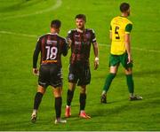 18 August 2023; John O’Sullivan and Adam McDonnell of Bohemians after the Sports Direct Men’s FAI Cup Second Round match between Bohemians and Rockmount at Dalymount Park in Dublin. Photo by Tyler Miller/Sportsfile