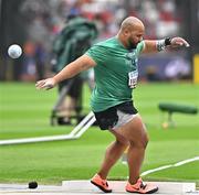 19 August 2023; The shot slips out of the hand of Eric Favors of Ireland during the men's shot put on day one of the World Athletics Championships at the National Athletics Centre in Budapest, Hungary. Photo by Sam Barnes/Sportsfile