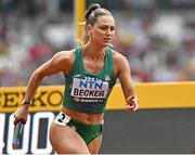 19 August 2023; Sophie Becker of Ireland competes in the mixed 4 x 400m relay during day one of the World Athletics Championships at the National Athletics Centre in Budapest, Hungary. Photo by Sam Barnes/Sportsfile
