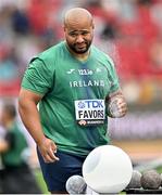 19 August 2023; Eric Favors of Ireland competes in the men's shot put during day one of the World Athletics Championships at the National Athletics Centre in Budapest, Hungary. Photo by Sam Barnes/Sportsfile