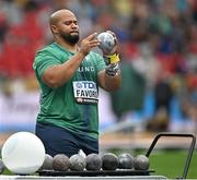 19 August 2023; Eric Favors of Ireland competes in the men's shot put during day one of the World Athletics Championships at the National Athletics Centre in Budapest, Hungary. Photo by Sam Barnes/Sportsfile