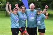 19 August 2023; Runners from Trim AC in Meath, from left, Sinead Togher, Melanie Walsh, Mark Ginnerty and Hannah Hartnett after the Irish Life Race Series– Frank Duffy 10 Mile at Phoenix Park in Dublin. Photo by Piaras Ó Mídheach/Sportsfile